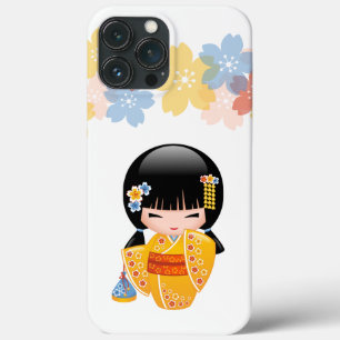 Summer Kokeshi Doll - Yellow Kimono Geisha Girl Case-Mate iPhone Hülle