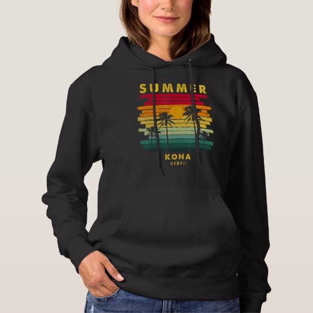 Summer Kona Hawaii Beach Sunset Retro Hoodie (Vorderseite)