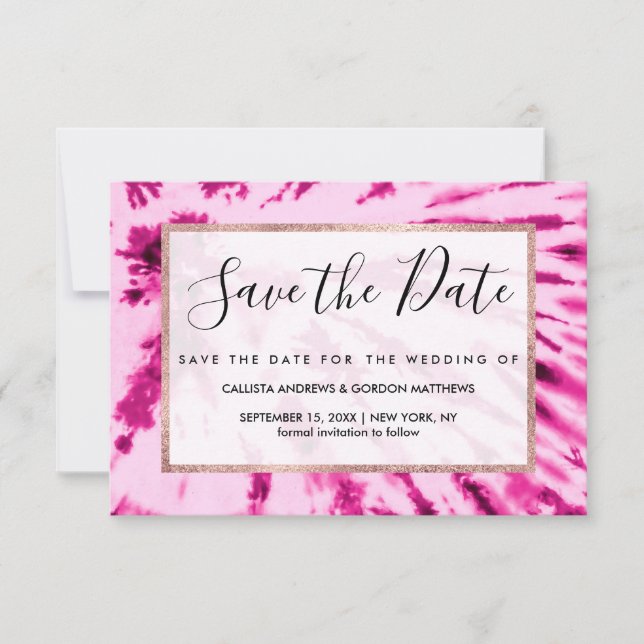 Summer Künstlerisch Girl Neon Blush Pink Gefärbte  Save The Date (Vorderseite)