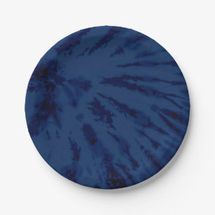 Summer Künstlerisch Navy Blue Gefärbte Krawatte Sw Pappteller