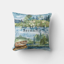 Summer Lake Boat Flowers Serenity Kissen