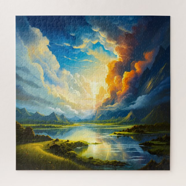 Summer Lake - Four Seasons Illustration Puzzle (Vertikal)