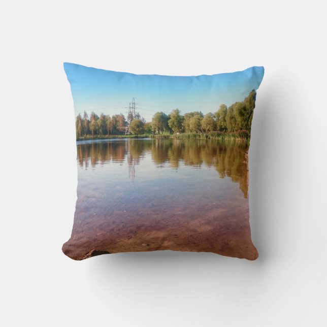 Summer Lake Landschaft Throw Kissen (Vorderseite)