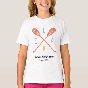 Summer Lake Paddle in Pastel Matching Family Kid T-Shirt