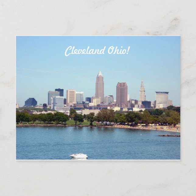 Summer Lake Skyline Cleveland OH Postkarte (Vorderseite)