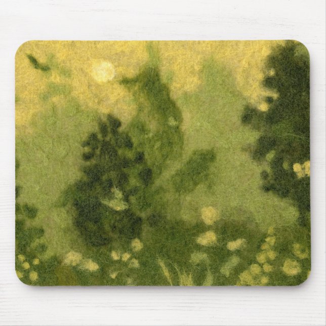 "Summer Lawn" Wolle Malerlandschaft Grüntöne Mousepad (Vorne)