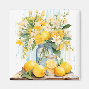 Summer Lemon Blossom Jar Magnet
