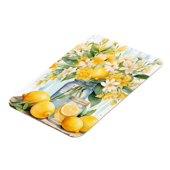 Summer Lemon Blossom Jar Magnet (Linke Seite)