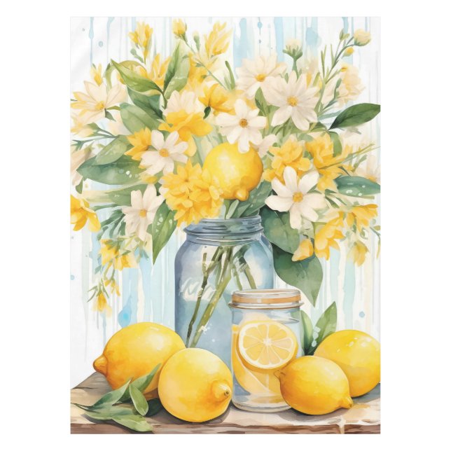 Summer Lemon Blossom Jar Tischdecke (Vorderseite)