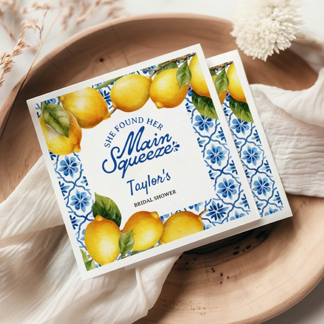 Summer Lemon Brautparty Paper Napkin Serviette (Von Creator hochgeladen)
