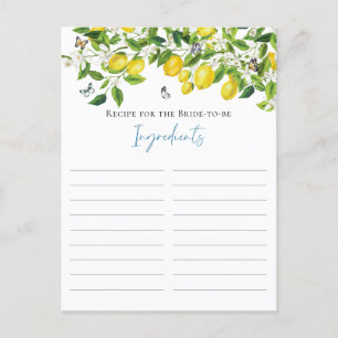Summer Lemon Brautparty Rezept für die Braut Postkarte