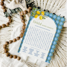 Summer Lemon Brautparty Word Search Game Card Einladung