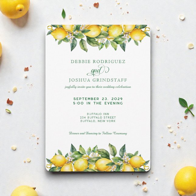 Summer Lemon Citrus Fruit Wedding Invitation  Einladung (Von Creator hochgeladen)