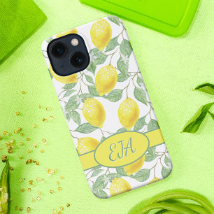Summer Lemon Fresh Botanic Yellow Green Monogram iPhone 16 Pro Hülle