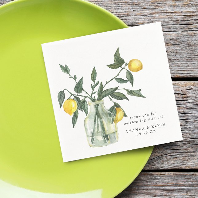 Summer Lemon im Jar Wedding Paper Serviette (Summer Lemon In Jar Wedding Paper Napkins)