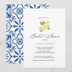 Summer Lemon & Mediterranean Tiles Bridal Einladung