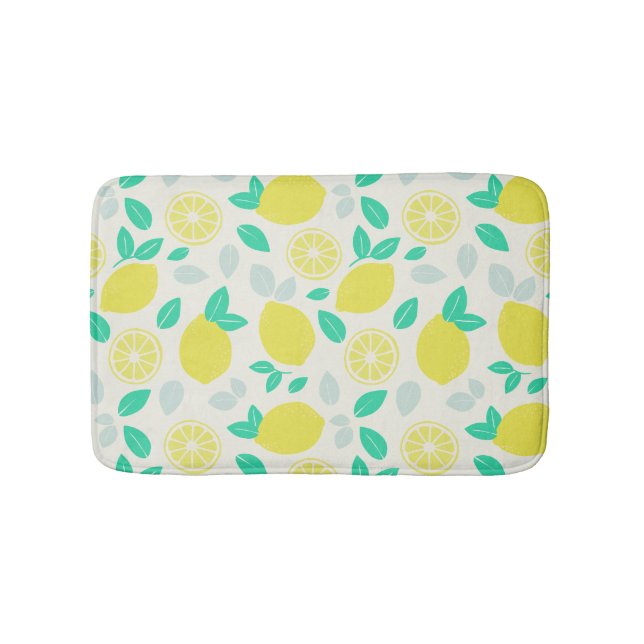 Summer Lemon Muster in Cream Badematte (Vorderseite)