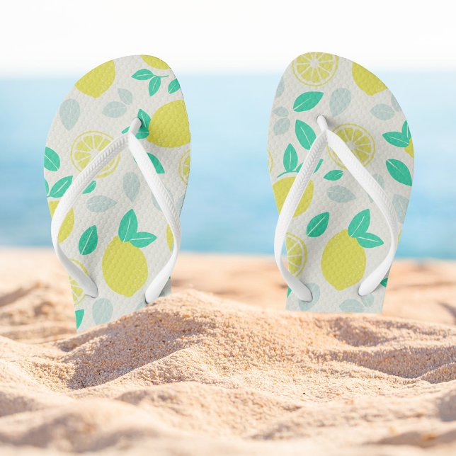 Summer Lemon Muster in Cream Flip Flops (Von Creator hochgeladen)