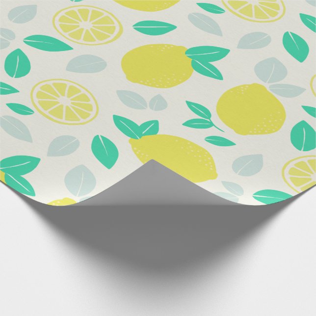Summer Lemon Muster in Cream Geschenkpapier (Ecke)