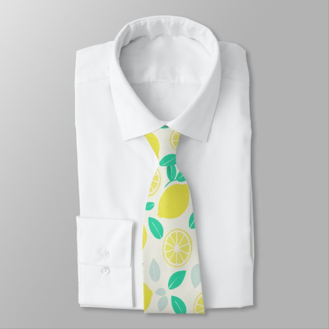 Summer Lemon Muster in Cream Krawatte (Gebunden)