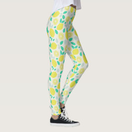 Summer Lemon Muster in Cream Leggings