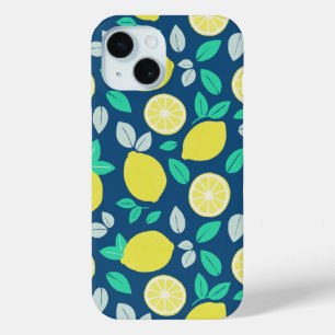 Summer Lemon Muster in Navy Blue Case-Mate iPhone Hülle