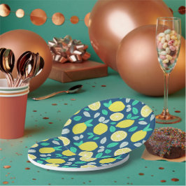 Summer Lemon Muster in Navy Blue Pappteller