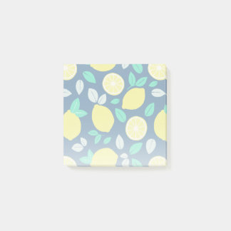 Summer Lemon Muster in Navy Blue Post-it Klebezettel