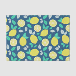 Summer Lemon Muster in Navy Blue Seidenpapier