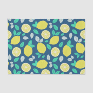 Summer Lemon Muster in Navy Blue Seidenpapier