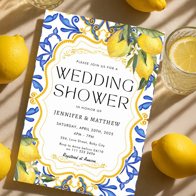 Summer Lemon Polterabend Mittelmeer Einladung (Summer Lemon Wedding Shower Mediterranean Invitation)