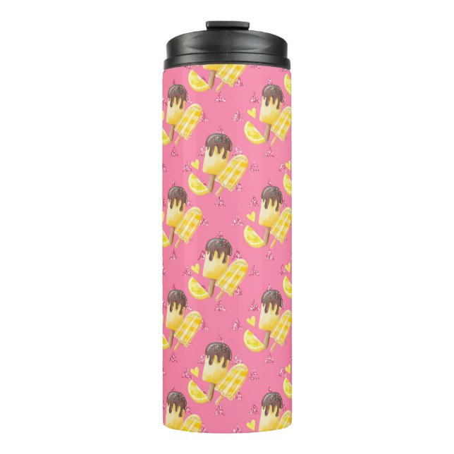 Summer Lemon Popsicle Pink Thermosbecher (Vorderseite)