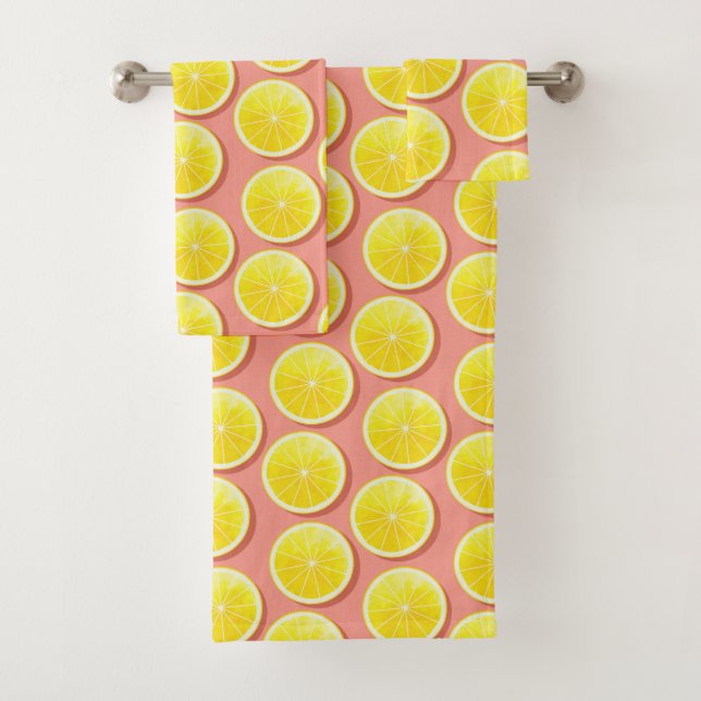 Summer Lemon Slices Pattern Badhandtuch Set (Insitu)