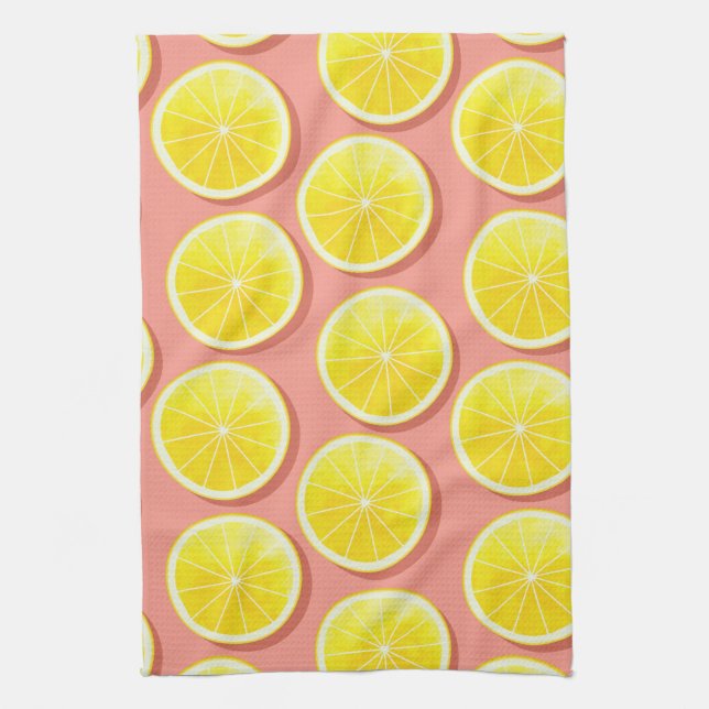 Summer Lemon Slices Pattern Geschirrtuch (Vertikal)