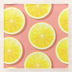 Summer Lemon Slices Pattern Glasuntersetzer