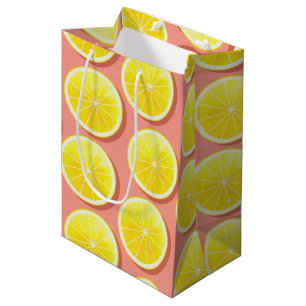 Summer Lemon Slices Pattern Mittlere Geschenktüte