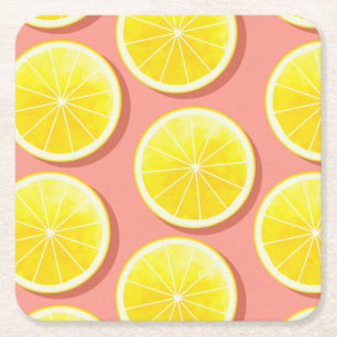 Summer Lemon Slices Pattern Rechteckiger Pappuntersetzer
