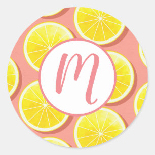 Summer Lemon Slices Pattern Runder Aufkleber