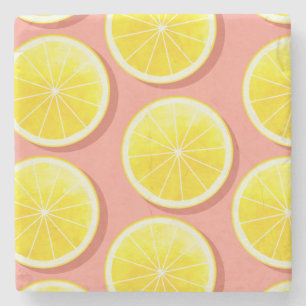 Summer Lemon Slices Pattern Steinuntersetzer