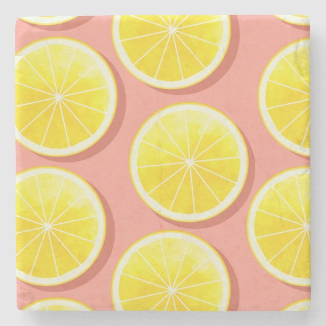 Summer Lemon Slices Pattern Steinuntersetzer (Vorderseite)