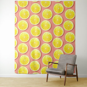 Summer Lemon Slices Pattern Wandteppich