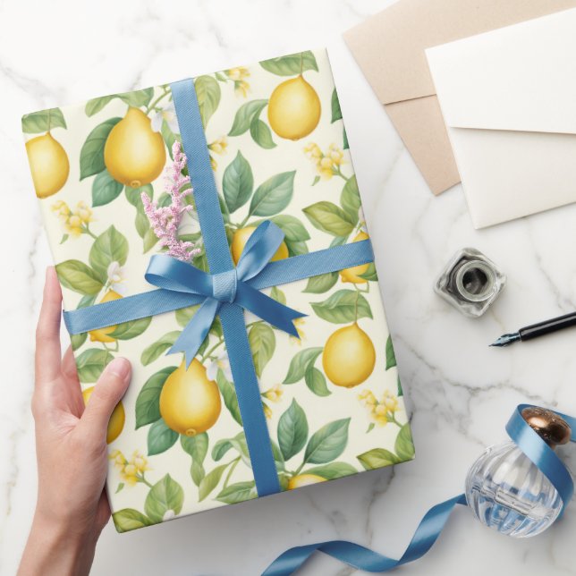 Summer Lemon Watercolor Geschenkpapier (Schenken)