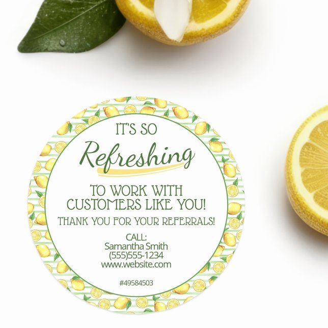 Summer Lemonade Pop by Runder Aufkleber (Personalized lemon themed real estate pop by sticker)