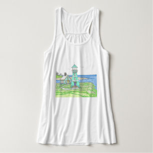 Summer Lighthouse 3; Women's Flowy Tank Top