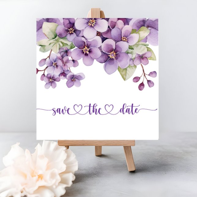 Summer Lila Delicate Violet Blume Babydusche Save The Date (Summer Purple Delicate Violet Flowers Baby Shower Save The Date)