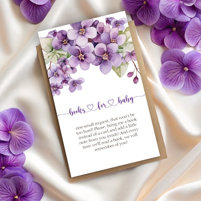 Summer Lila Violet Blume Bücher für Baby Begleitkarte (Summer Purple Violet Flowers Books for Baby Enclosure Card)