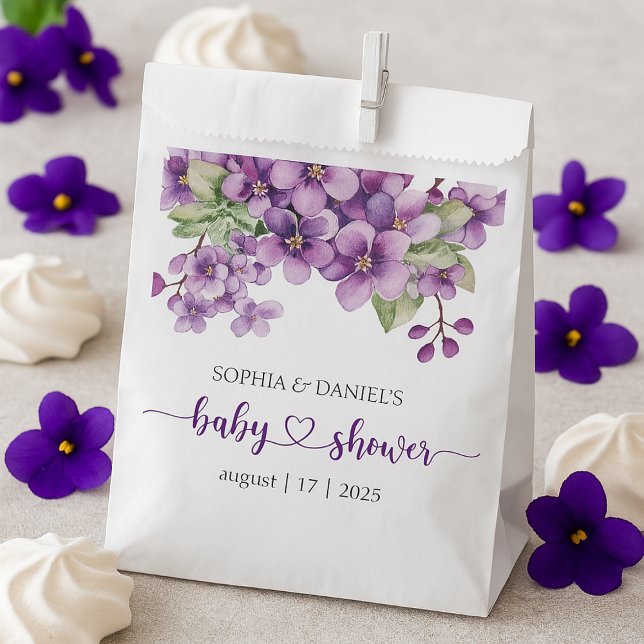 Summer Lila Violet Blume Kinderdusche Geschenktütchen (Summer Purple Violet Flowers Baby Shower Favor Bag)