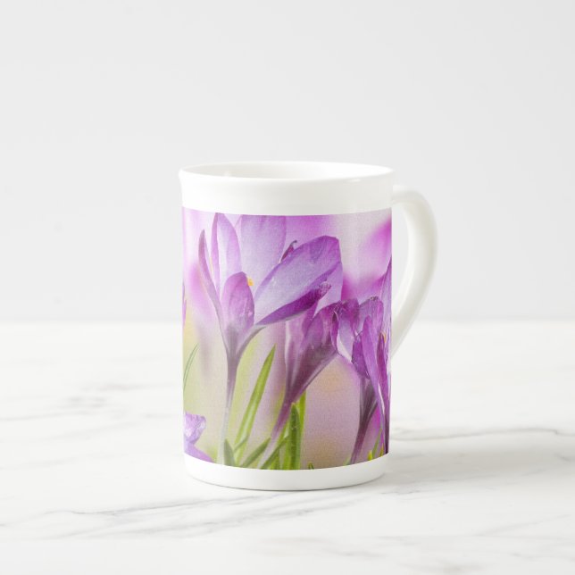 Summer Lila Wildblume Design Knochen China Tasse (Vorderseite Rechts)