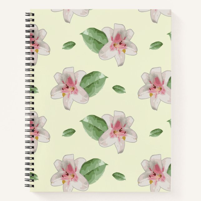Summer Lily Floral Seamless Pattern Notizbuch (Vorderseite)
