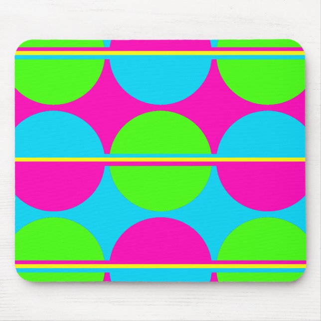 Summer Lime Green Hot Pink Aquamarine Kreise Strei Mousepad (Vorne)